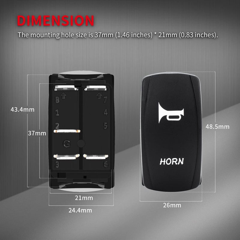 DAIERTEK 12V Horn Button Momentary Rocker Switch Blue LED 12 Volt Ranger Auto Train ATV UTV RZR Boat Marine Toggle Switch Waterproof - Image 5