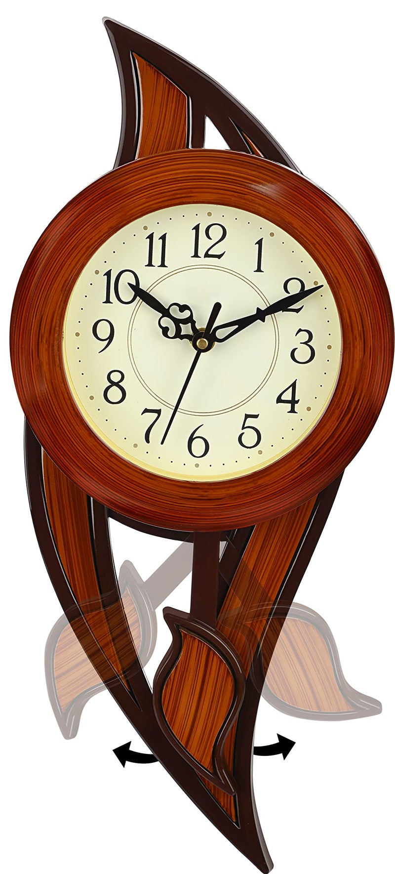 Harbour Analog Latest Stylish New Models Wall Clock with Pendulum for Home Living Room Hall Bedroom (Size Height 42.5 cm X Width 17.5 cm)- Home Decor Big Size Wall Clock MJ AD 18 - 3,Brown,King - Image 5