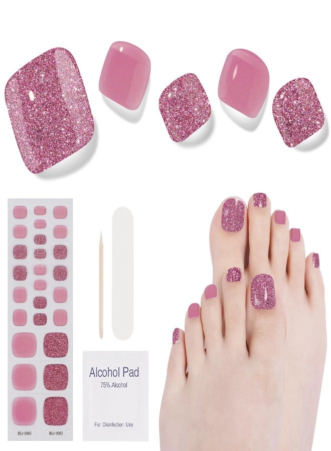DUKASOU Semi Cured Gel Pedicure Strips, (Cherry Blossoms Falling) 26 PCS Gel Nail Strips Works with Any UV Light, Salon Quality Nail Stickers，Easy to Apply & Remove - Image 1