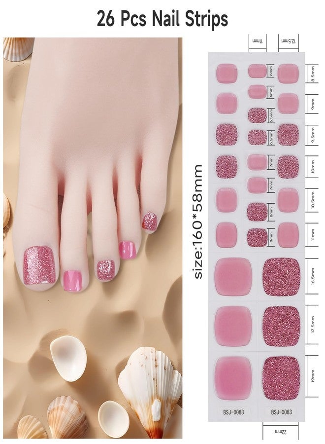 DUKASOU Semi Cured Gel Pedicure Strips, (Cherry Blossoms Falling) 26 PCS Gel Nail Strips Works with Any UV Light, Salon Quality Nail Stickers，Easy to Apply & Remove - Image 5