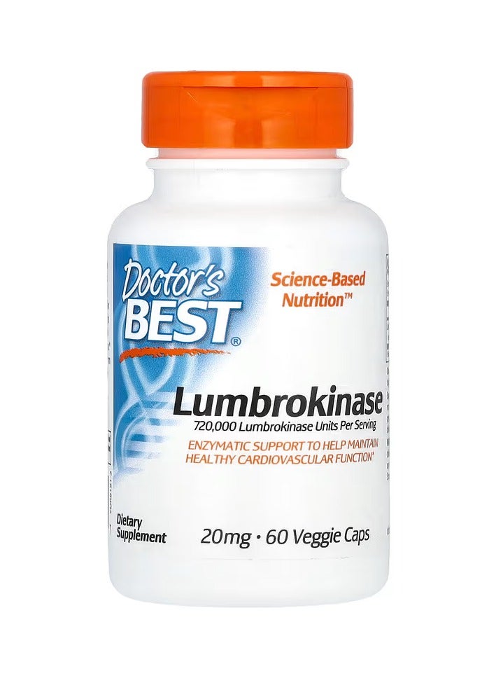 Doctor's Best Lumbrokinase 40 mg 60 Veggie Caps 20 mg per Capsule 