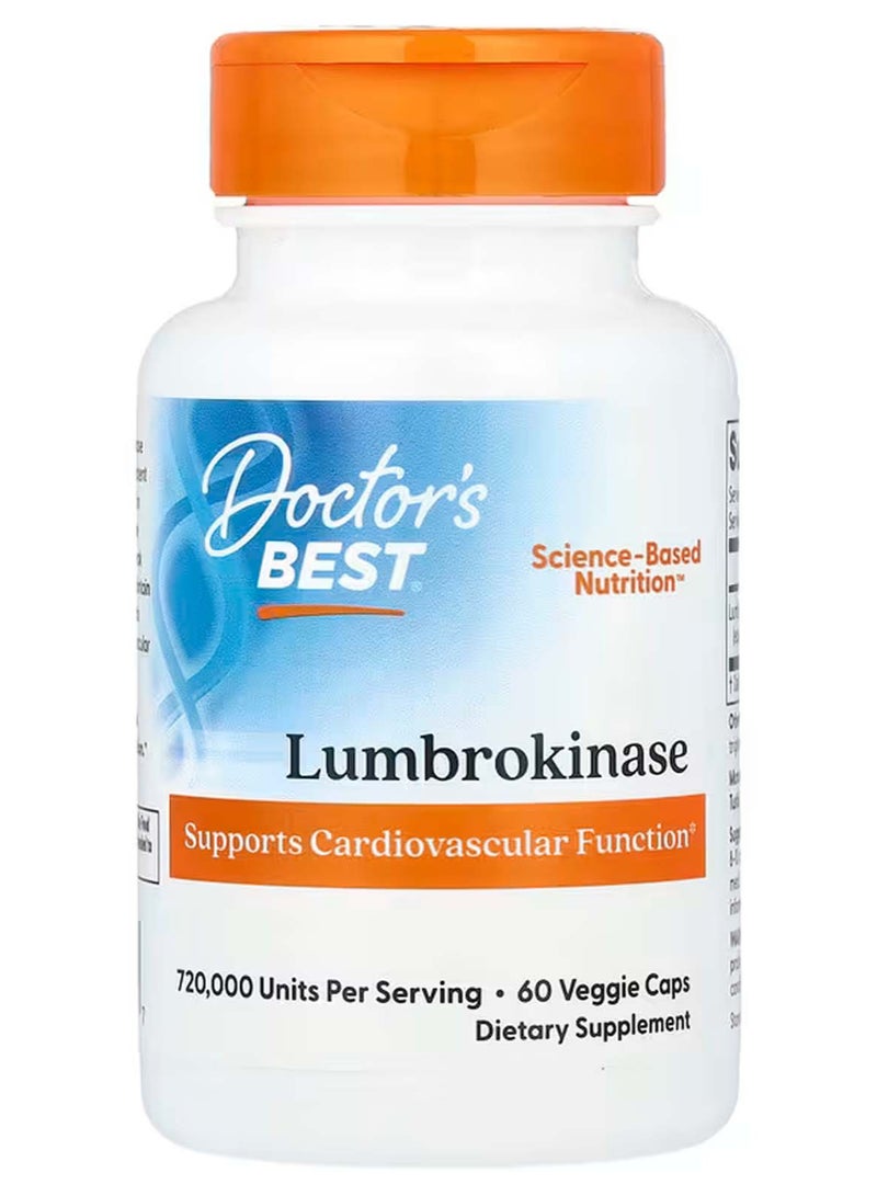 Doctor's Best Lumbrokinase 40 mg 60 Veggie Caps 20 mg per Capsule - Image 1