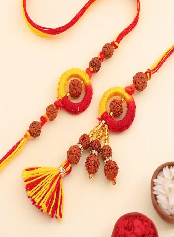 Floweraura Raksha Bandhan Celebration Premium Rudraksha Glow Bhaiya Bhabhi Spiritual Rakhi with Lord Shiva Idol Showpiece - Rakhi for Brother, Bhai, Cousin, Bhabhi, Sister & Raksha Bandhan Gift - Image 3