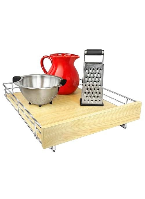 LYNK PROFESSIONAL LYNK PROFESSIONAL Select Pull Out Cabinet Organizer 17 x 21 Slide Out Drawers for Kitchen Cabinets  Sliding PullOut Pantry Shelves  Home Shelf Organizers  Lifetime Ltd Warranty Wood Chrome 