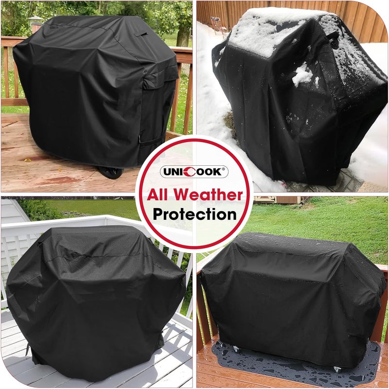 Unicook Grill Cover 60 Inch, Heavy Duty Waterproof Gas Grill Cover for Outside, Fade Resistant Outdoor Barbecue Protector, Compatible with Weber Char-Broil Nexgrill BBQs up to 58" Wide - Image 2