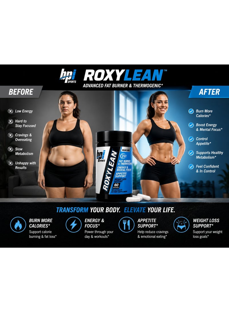 BPI Sports RoxyLean Fat Burner & Thermogenic Supplement, 60 Capsules, Energy & Weight Loss Support - Image 4