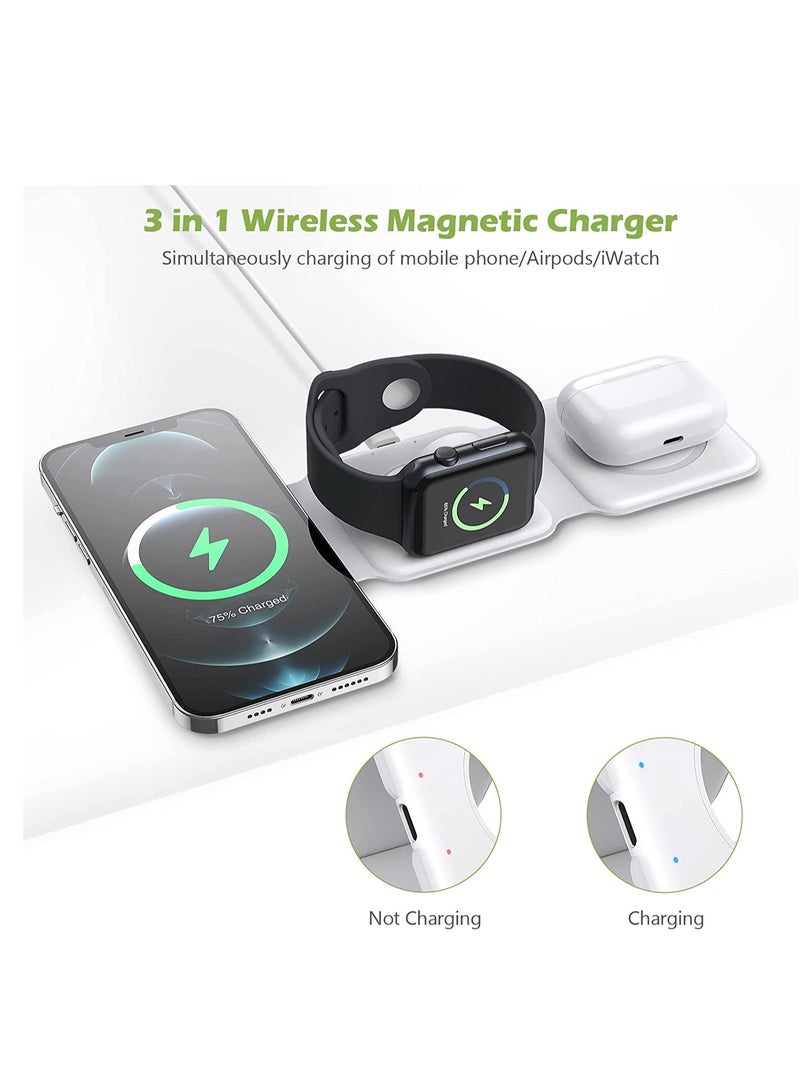 ELTRAZONE 3 in 1 Wireless Charger, Foldable Magnetic Charger Station, 18W Fast Wireless Charging Pad, Compatible with iPhone 14/13/12/11, Samsung Galaxy, AirPods, Google Pixel, i-Watch  - Image 2