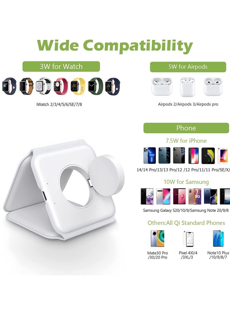 ELTRAZONE 3 in 1 Wireless Charger, Foldable Magnetic Charger Station, 18W Fast Wireless Charging Pad, Compatible with iPhone 14/13/12/11, Samsung Galaxy, AirPods, Google Pixel, i-Watch  - Image 3