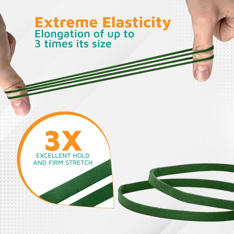 PlasticMill Dark Green Rubber Bands Size 33 (3 1/2" x 1/8") - #33 Colored Rubber Bands Office Supplies - Strong, Elastic Bands for Crafts, Balloon Garland, Cash, File Folders (100-Pack) - Image 3