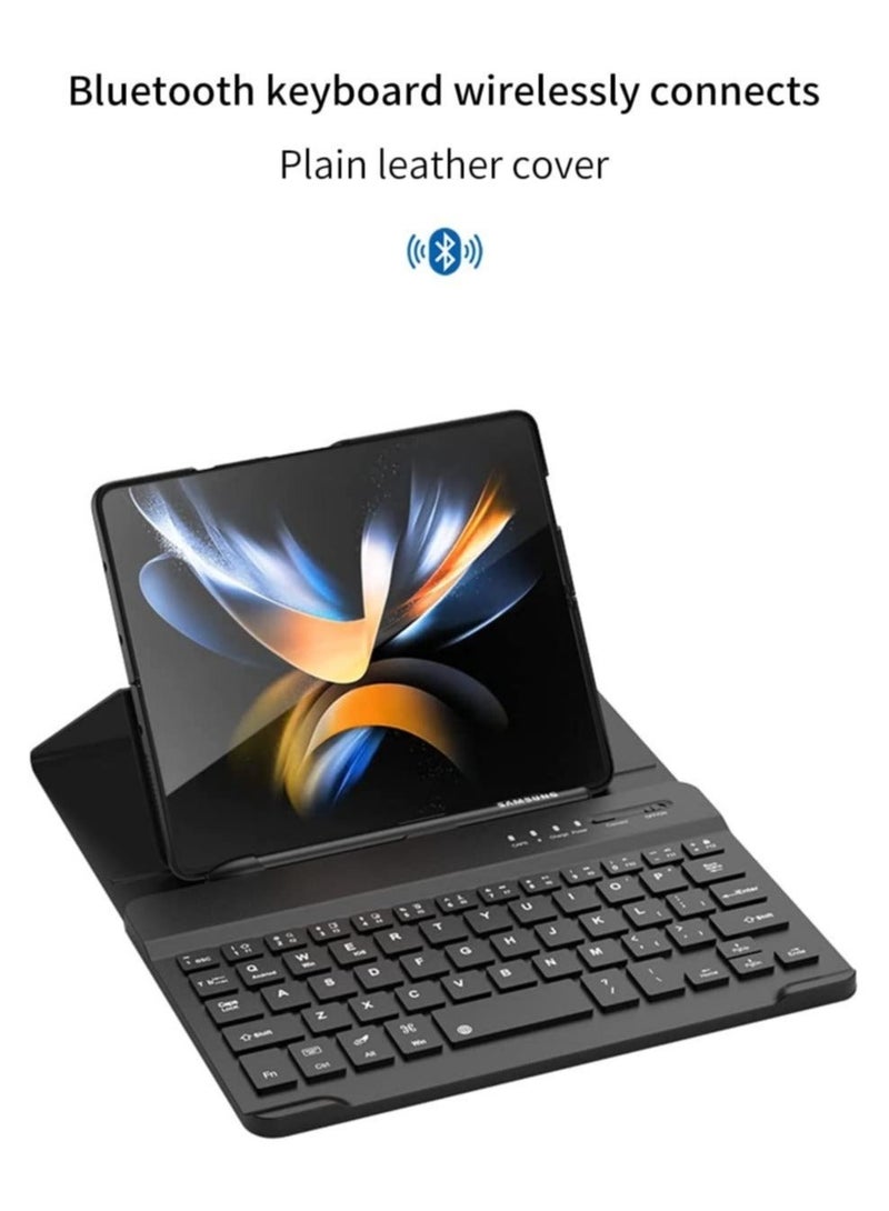 MUNTAQI حافظة واقية لشاشة هاتف سامسونج جالاكسي زد فولد 7 مع لوحة مفاتيح وحافظة جلدية وفتحة لقلم + قلم مجموعة مكتب الهاتف القابل للطي - Image 2