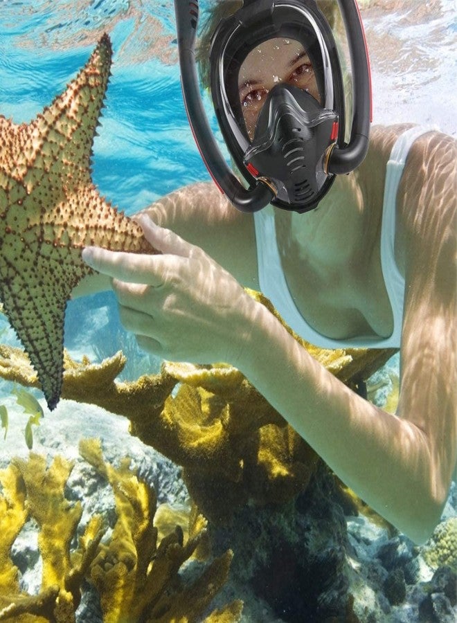 VBM Double Tube Snorkel Mask, Anti-Fog & Leak Swimming Full face Snorkel mask Black L/XL - Image 5