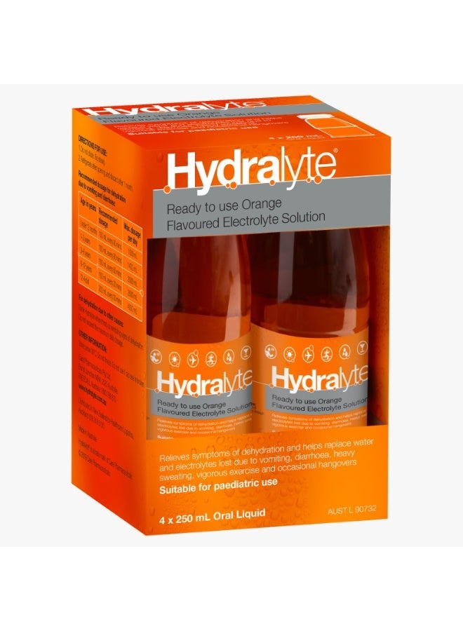 هيدراليت هايدرالايت (Hydralyte) جاهز للشرب بنكهة البرتقال - 4 عبوات × 250 مل - Image 1