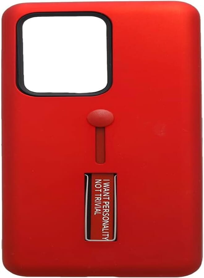 Generic Plastic Phone Cover Protection With Black Edges And Silicone Finger Holder For Samsung Galaxy S11 Plus / S20 Ultra 6.9 Inch - Red