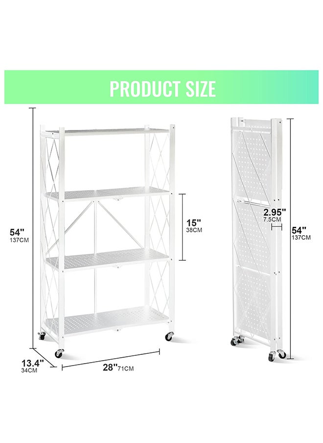 SKY-TOUCH - Foldable Storage Shelves 5 Tier, Storage Racks Kitchen Cabinet, Shelf Storage Multipurpose Rack for Living Room Bedroom Kitchen Garage Easy Assembly White 5-shelf - Image 1