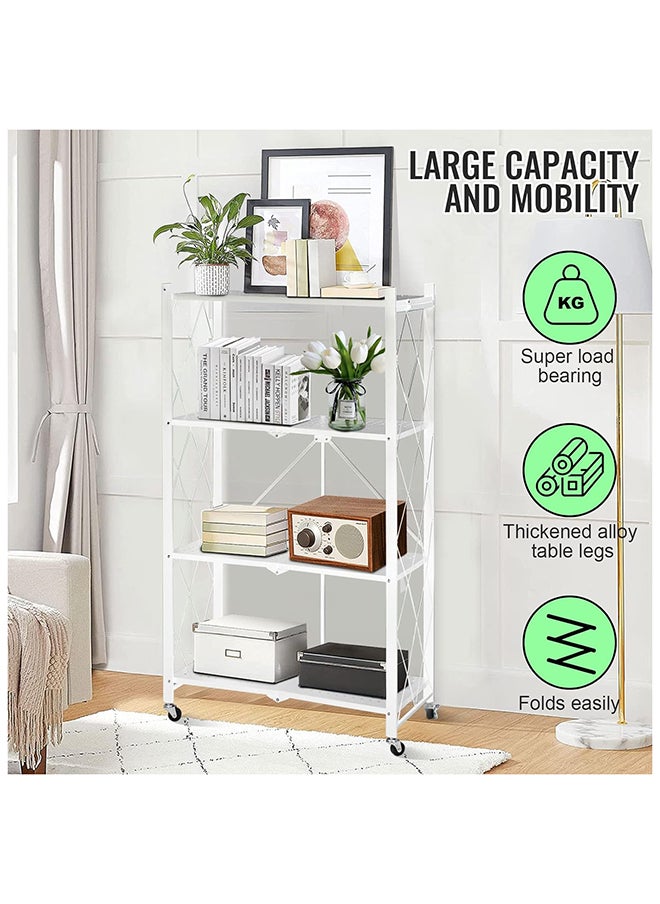 SKY-TOUCH - Foldable Storage Shelves 5 Tier, Storage Racks Kitchen Cabinet, Shelf Storage Multipurpose Rack for Living Room Bedroom Kitchen Garage Easy Assembly White 5-shelf - Image 1