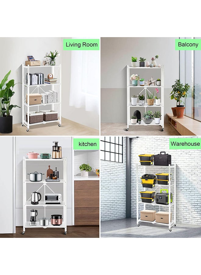 SKY-TOUCH - Foldable Storage Shelves 5 Tier, Storage Racks Kitchen Cabinet, Shelf Storage Multipurpose Rack for Living Room Bedroom Kitchen Garage Easy Assembly White 5-shelf - Image 1