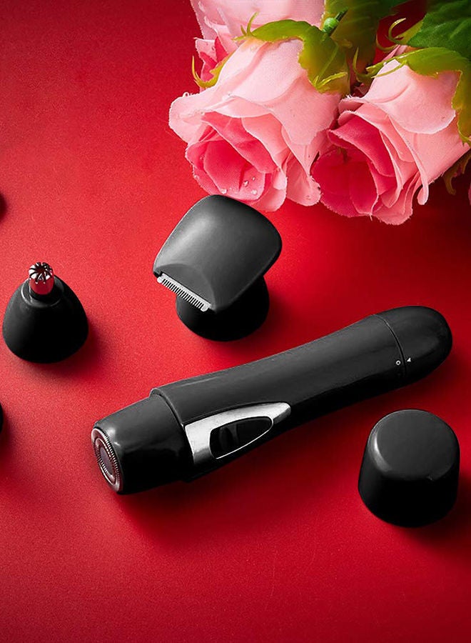 NIBEMINENT 4-In-1 Rechargeable Hair Remover Shaver With Heads Black/Silver - Image 2