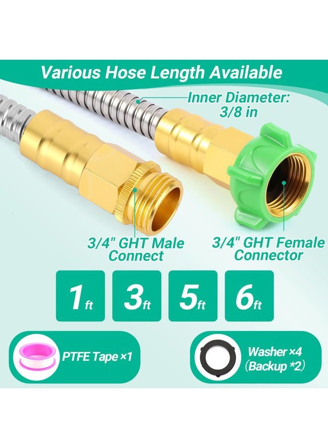 AnyEasy 304 Stainless Steel Metal Short Garden Hose Flexible, Portable & Lightweight Kink Free Garden Water Outdoor Hose (3 ft) - Image 4
