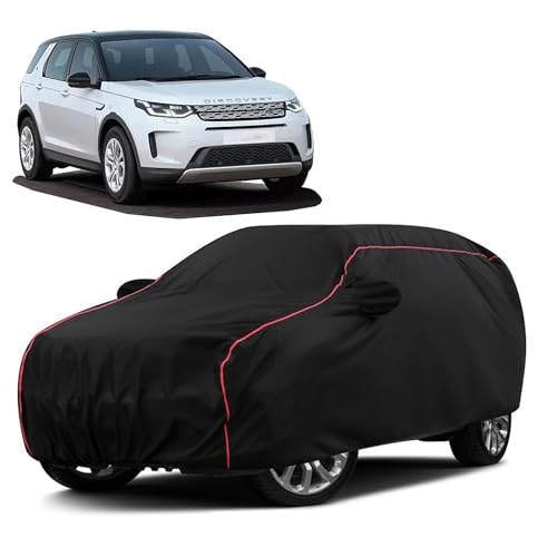 Sulfar 100% Water Resistant Car Body Cover Compatible with Mirror for Land Rover Discovery Sport (Triple Stitched, Full Bottom Elastic, Black with Red Piping) - Image 1