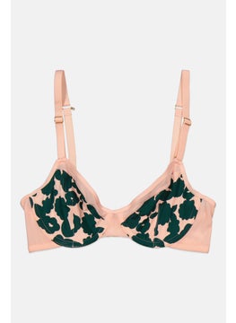 Lively Women Allover Printed Non Padded Wired Bra, Peach  - Image 1