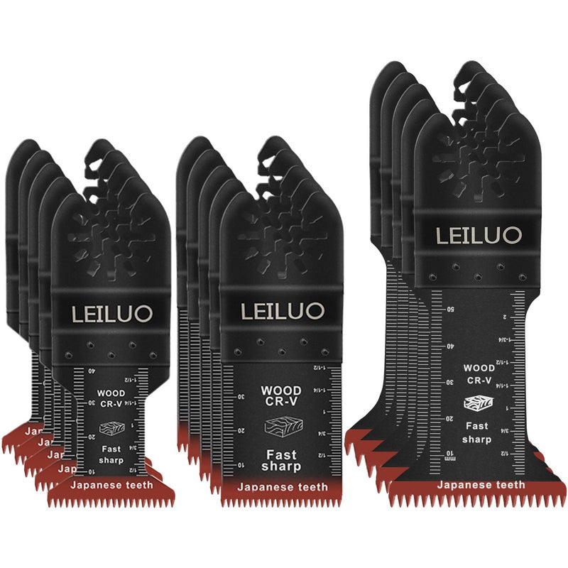 LEILUO 15Pcs Oscillating Saw Blades Japanese Teeth Multi Tool Blade Fast Cutting Wood Extra Long Oscillating Tool Blades Compatible with DeWalt Makita & More - Image 1