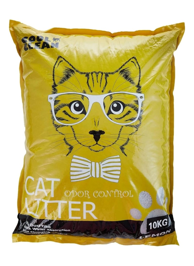Cool Clean Clumping Cat Litter – Lemon Scent, 10Kg (Yellow) - Image 1