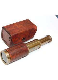 MAGNE NAUTICAL MAGNE NAUTICAL Brass Telescope Nautical Antique Hand Held Pocket Spyglass with Leather Box Comes with Leather Case Great Craving Telescope 
