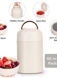 Excefore 17oz Insulated Thermoses for Hot Food, Leak-Proof Container with Foldable Fork & Spoon, Portable and Convenient for Office and Outdoor Use, Keep Your Meals Warm in Style (White)  - Image 3