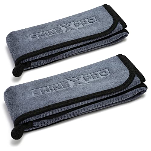 ShineXPro Microfiber Car Cleaning Cloth - OG Soft 500 GSM Extra Large (35x75 CM) Microfiber Cloth for Car and Bike - Suede Edging for Scratchless Drying and Detailing (Pack of 2, Grey) - Image 1
