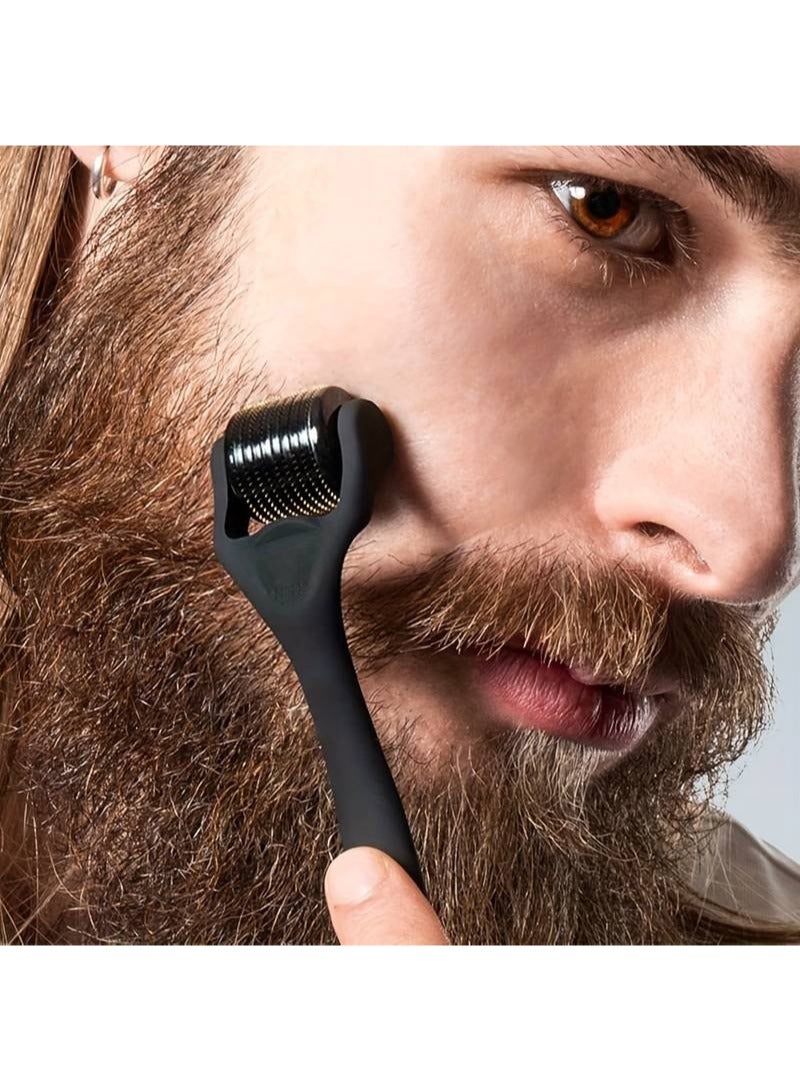 UHOOMA Beard Roller 0.5 mm - 540 Titanium Real Needles for Ultra Beard Growth - More Beard Growth with Beard Roller Beard Roller Face Roller Derma Roller - Microneedle Tool(English Packaging) - Image 2
