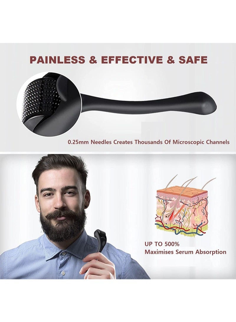 UHOOMA Beard Roller 0.5 mm - 540 Titanium Real Needles for Ultra Beard Growth - More Beard Growth with Beard Roller Beard Roller Face Roller Derma Roller - Microneedle Tool(English Packaging) - Image 3