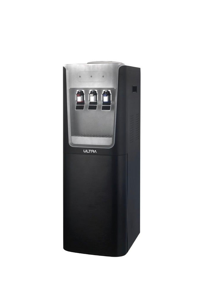 Ultra ULTRA Hot, Cold and Normal Water Dispenser with Cabinet, 3 Taps, Black and Grey- UWD3CBGE