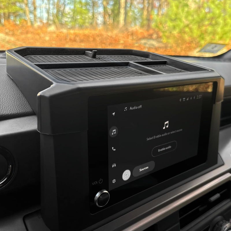 HGWEI Center Console Screen Dash Organizer Compatible with 2024-2026 Toyota Tacoma & 2025-2026 4Runner Interior Accessories w/ 8-inch Dashboard Storage Box Behind Screen Insert Tray Mount Holder Black - Image 4