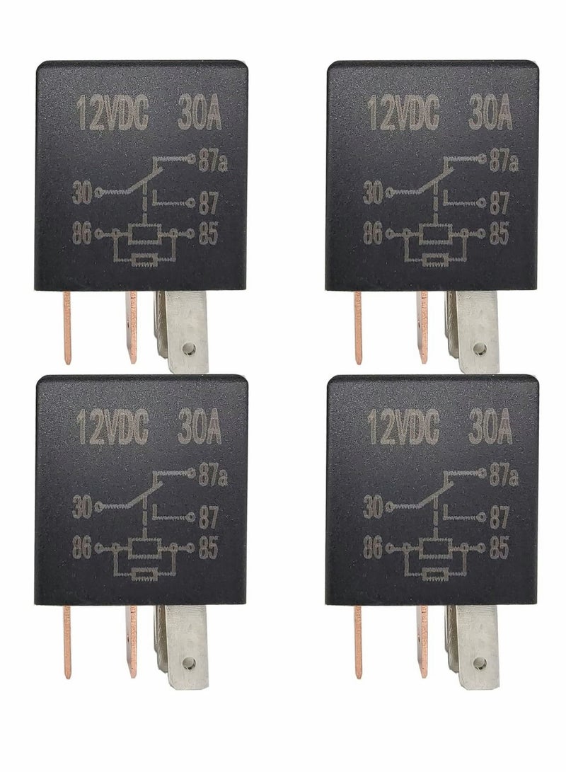 Excefore 5 Pin 12V Relay 12V 30A Relay Multi Purpose Automotive Relay Black Starter Relay Car Heavy Duty Relay for Car Motor Automotive Replacement Accessories (4 PCS) - Image 1