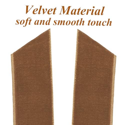 Hongsome 12Pcs Vintage Velvet Ribbon Bows Christmas Tree Decorations,5in x 10in Brown Xmas Ornaments for Tree Home Party Front Door Wreath Holiday Decor - Image 3