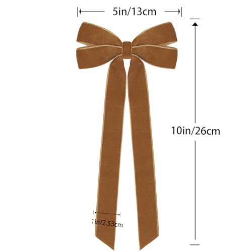 Hongsome 12Pcs Vintage Velvet Ribbon Bows Christmas Tree Decorations,5in x 10in Brown Xmas Ornaments for Tree Home Party Front Door Wreath Holiday Decor - Image 2