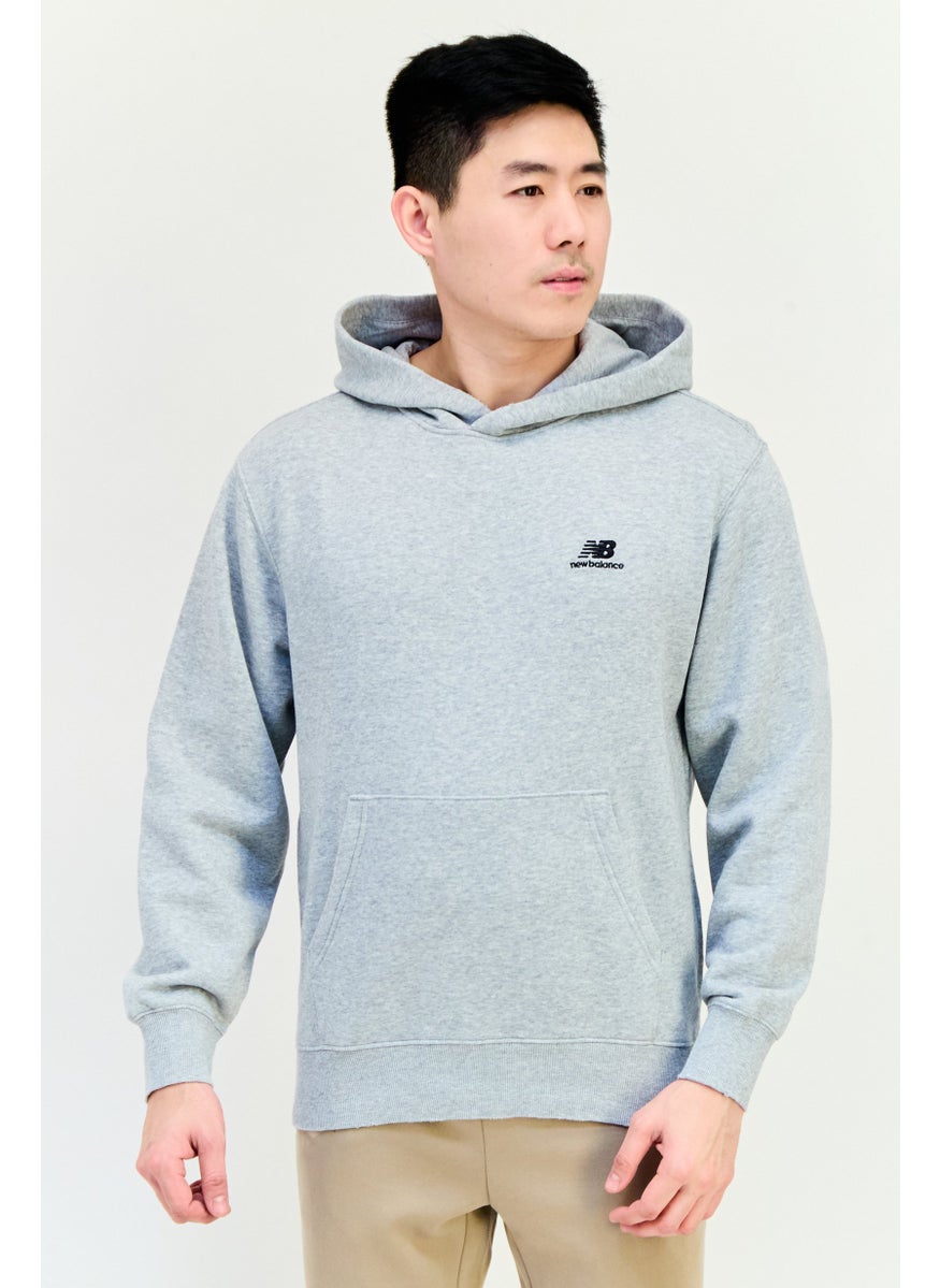 New Balance Men Relaxed Fit Long Sleeves Outdoor Hoodie, Grey  - Image 1
