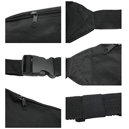 INNOLIFE Unisex Fanny Pack for Women Men, Fashion Sporty Multi-purpose 2-Zipper Waist Belt Bag Fanny Pack Waist Bag Adjustable Strap for Sport Hiking Traveling Passport Wallet (3Pcs Black) - Image 2