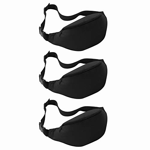 INNOLIFE Unisex Fanny Pack for Women Men, Fashion Sporty Multi-purpose 2-Zipper Waist Belt Bag Fanny Pack Waist Bag Adjustable Strap for Sport Hiking Traveling Passport Wallet (3Pcs Black) - Image 1
