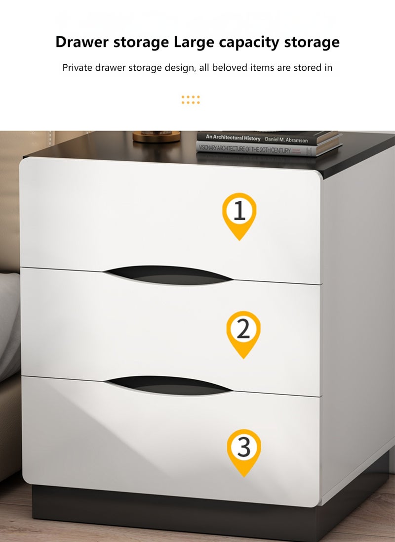 Sharpdo Simple Modern Bedroom Small Bedside Table with 3 Drawers for Storage  - Image 4