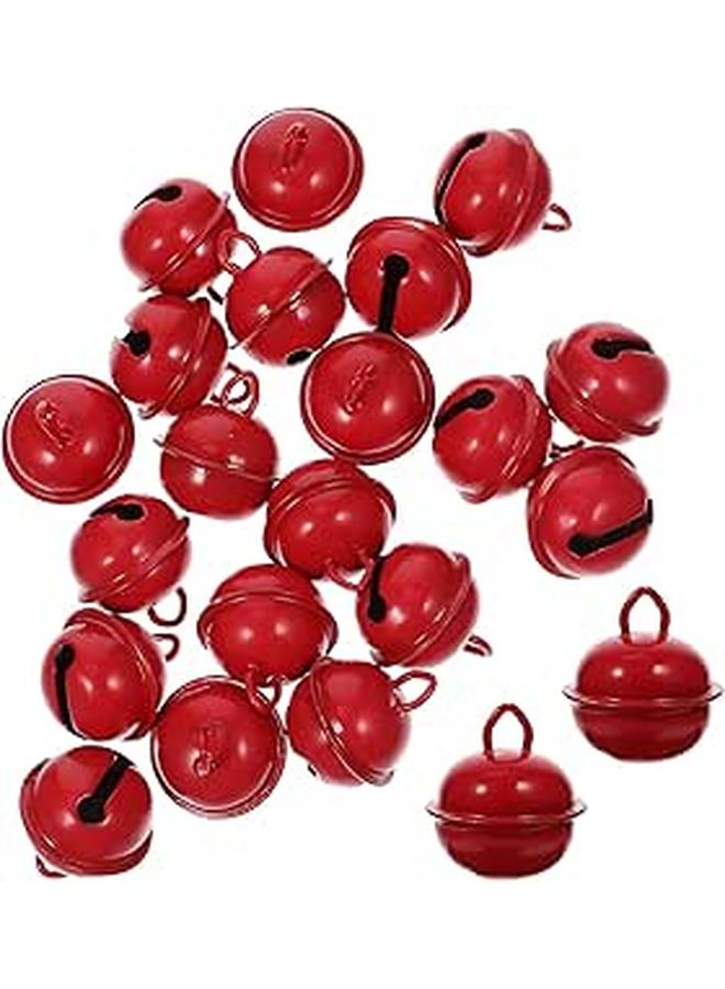 20Pcs 22mm Red Metal Round Bells For DIY Crafts Xmas Ornaments Pet Keychains - Image 1