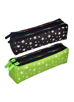 Kuber Industries Kuber Industries Pencil Pouch|Rexine Stationary Pouch|Pencil Utility Pouch|School Pencil Case for Kids|Pen-Pencil Box for Kids|2 Zipper Pencil Organizer|Star Pencil Pouch|Pack of 2|Multi  - Image 1