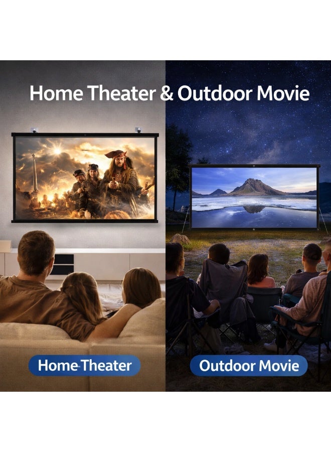 72 Inch 4K Portable Projector Screen 16:9 Foldable Anti-Crease HD Projection Screen for Indoor Outdoor Home Theater - Image 5