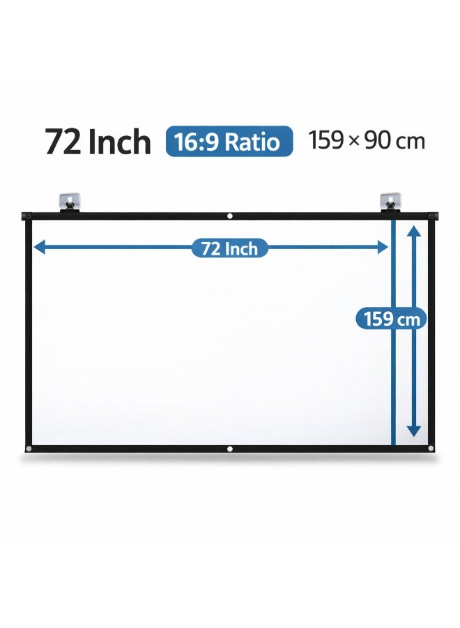 72 Inch 4K Portable Projector Screen 16:9 Foldable Anti-Crease HD Projection Screen for Indoor Outdoor Home Theater - Image 2