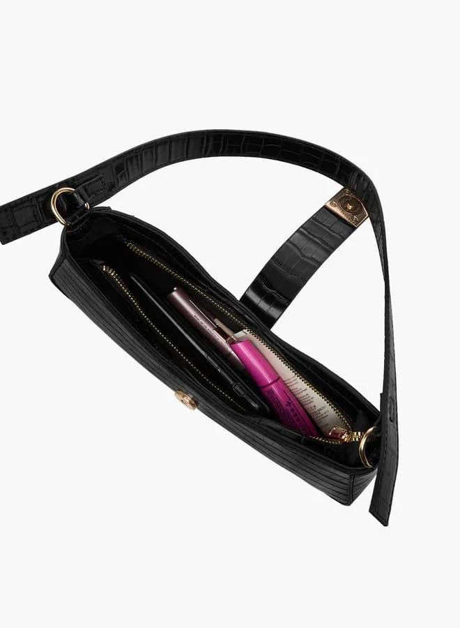 فلورا بيلا من شو إكسبرس Women Textured Shoulder Bag with Detachable Strap and Zip Closure