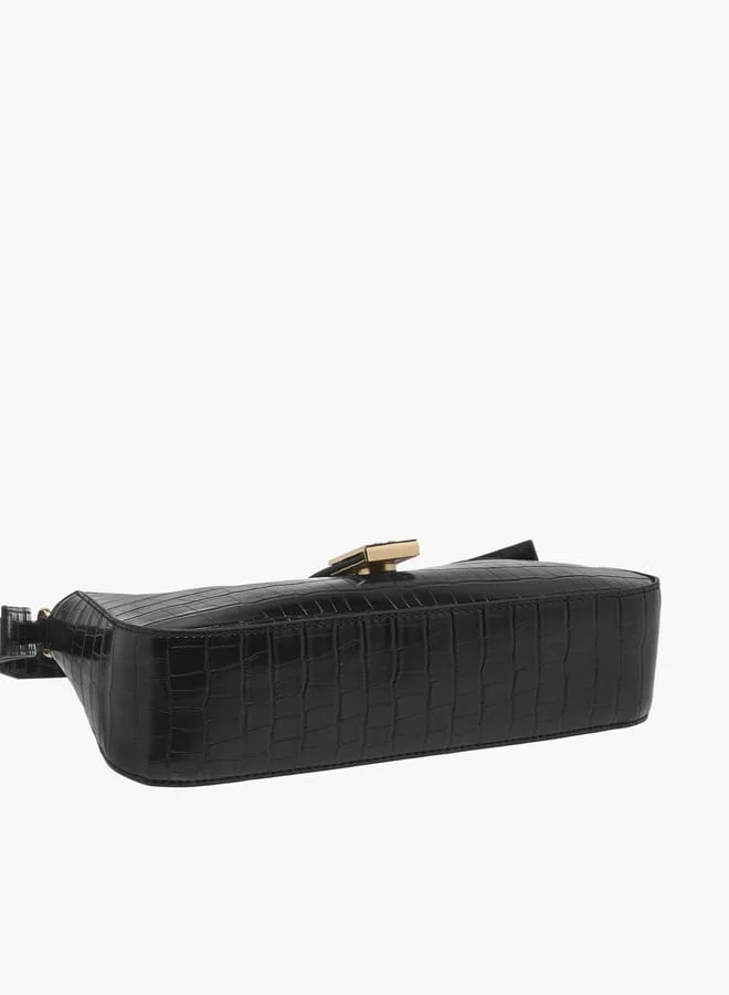 فلورا بيلا من شو إكسبرس Women Textured Shoulder Bag with Detachable Strap and Zip Closure