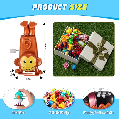 Hollowfly 50 Pcs Assorted Animals Wind up Toys Flipping Walking Jumping Swimming Clockwork Toy for Birthday Party Favors Classroom Prizes Treasure Box Goodie Bags Piata Filler - Image 5
