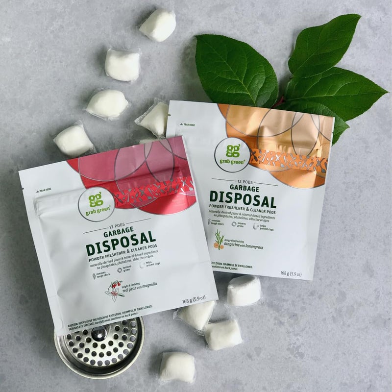 Grab Green Garbage Disposal Freshener and Cleaner Pods, 48 Count, Tangerine Lemongrass Scent, Plant and Mineral Based, Removes Odors, Loosens Grime, Prevents Clogging - Image 5