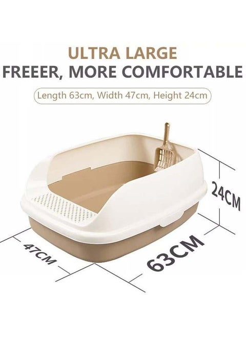 litterbox Extra large cat litter box, 63x47x24, easy to clean, a removal spoon, high walls so that sand does not scatter, and mounting and protective legs at the entrance to filter sand.