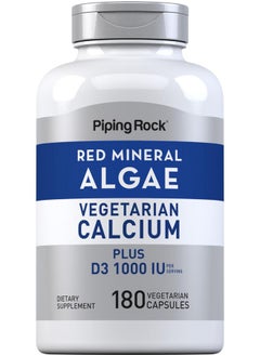 Piping Rock Piping Rock Red Mineral Algae | Vegetarian Calcium | 180 Capsules | Plant Based Plus Trace Minerals | Plus D3 1000 IU | Non-GMO, Gluten Free Supplement  - Image 1